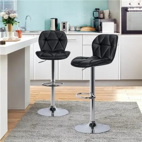 2/4PCS Swivel Bar Stools Modern Leather Pair Barstools Adjustable Home Bar Chair
