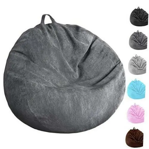 3 Ft Bean Bag Chair Cover (No Filler) Stuffed Animal L for Adults Dark Gray