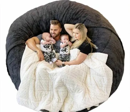 4FT Giant Fur Bean Bag Chair Cover, Ultra Soft Bean Bag Bed for Adults (No Fi...