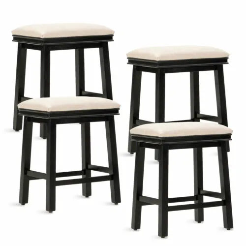 4Pcs Bar Stools Kitchen Counter Height Dining Pub Chairs with Solid Wood Leg,24