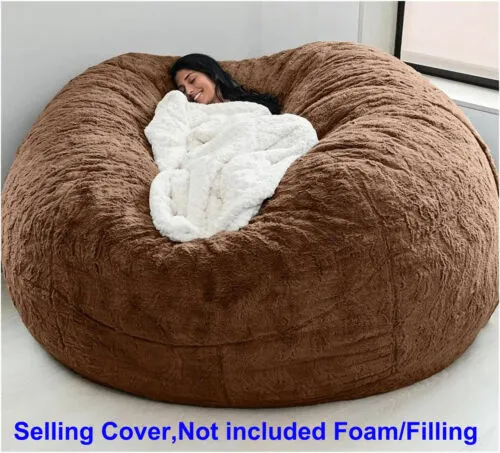 7FT Foam Giant Bean Bag Microsuede Memory Living Room Chair Lazy Sofa Soft Cover