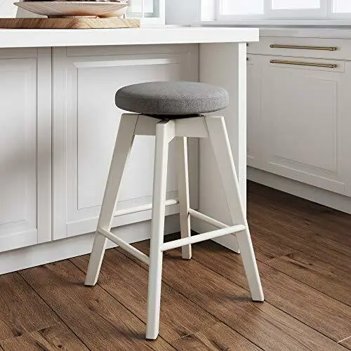 Amalia Backless Kitchen Counter Height Bar Stool Solid Wood with 360 Swivel Sea