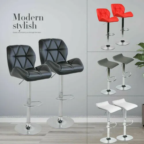 Bar Stools Set Of 2 Office Pub Swivel Adjustable Counter Dining Chair PU Leather