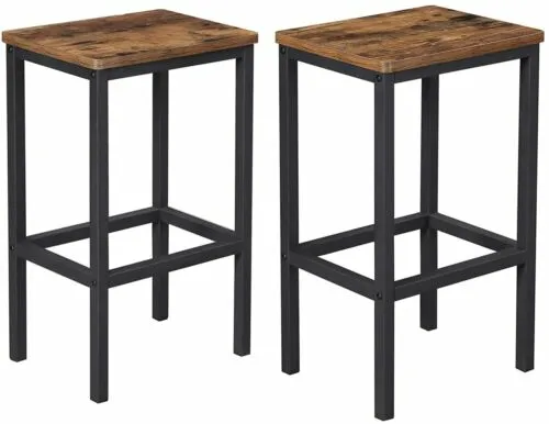 Bar Stools, Set of 2 Bar Chairs, Kitchen Breakfast Bar Stools with Footrest