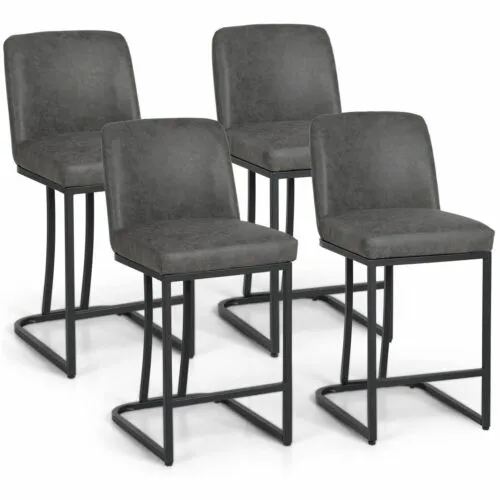 Bar Stools Set of 4 Counter Height Barstool Upholstered Kitchen Stool