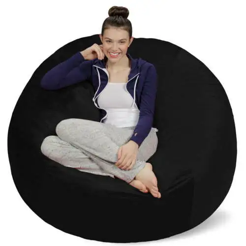 Bean Bag Chair, Memory Foam Lounger with Microsuede Cover, Kids, Adults, Black