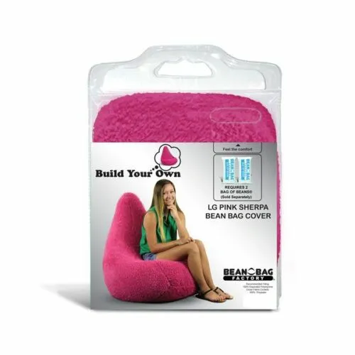 Bean Bag Factory Large Pink Sherpa Bean Bag Chair  Skin Cover ONLY~Pink~
