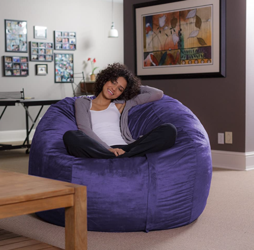 Bean Bag Lounger Chair 5FT Large Dorm Kids Room Sleeper Sofa College Apt Purple