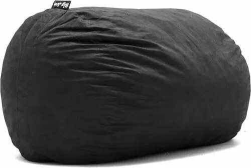 Big Joe Fuf XL Foam Filled Bean Bag Chair with Removable Cover, Black Lenox, Dur