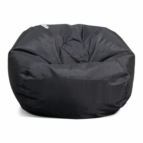 Classic Bean Bag Chair, Black , Durable Polyester Nylon Blend, 2 feet Round