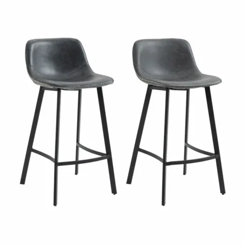 Counter Height Bar Stools Set of 2, Upholstered Kitchen Stool with Back