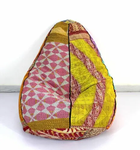 Handmade Cotton Floral Kantha Hippie Bohemian Decorative Embroidered Bean Bag