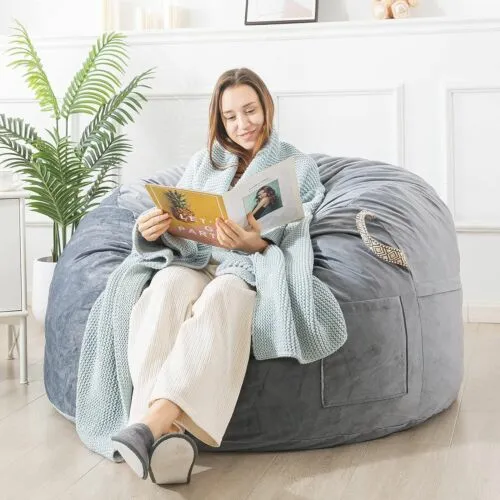 Large Bean Bag Chair Adult Kids With Filling Memory Foam With Filler Soft Cover