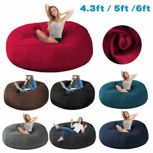 Large Bean Bag Chairs Adults Couch Lazy Lounger Sofa Toy Storage 【Only Cover】