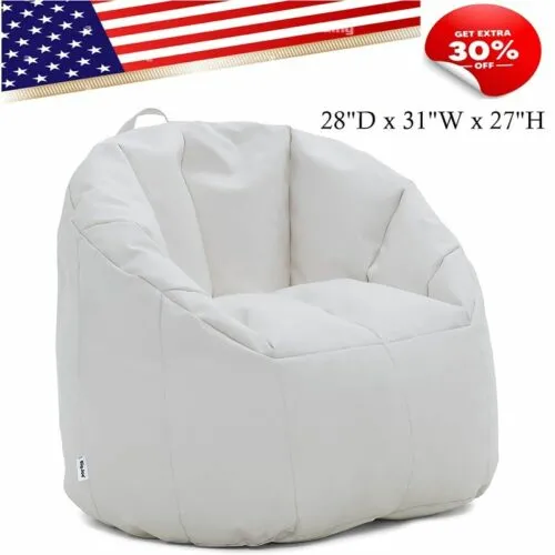Milano Outdoor Beanbag Chair White Marine, Lightweight, Durable, REFILLABLE