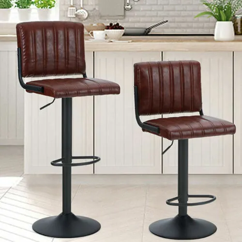 Modern Swivel Bar Stools Set of 2 Counter Height Adjustable Kitchen Dining Chair