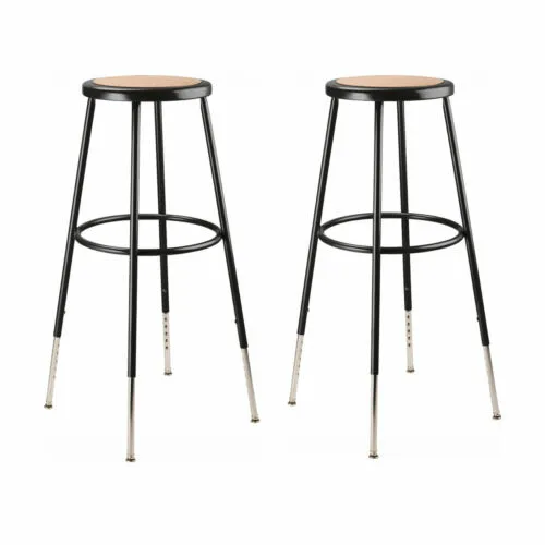 National Public Seating 6224H-10 24.5 to 32.5-In Steel Stool Black 2-Pack