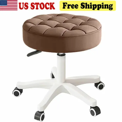 PU Leather Chair Round Rolling Stool with Wheels Swivel Height Adjustment Chair