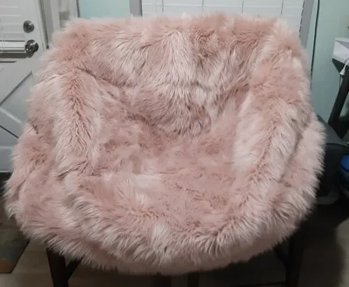 RH Teen Pretty in Dusty Pink  Cozy Bean Bag chair cover. Furry pink zippered
