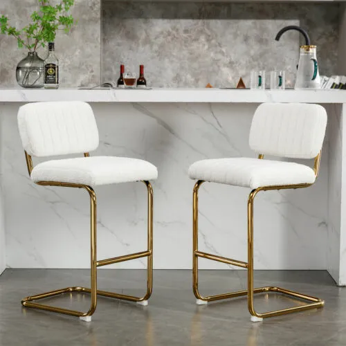 Set of 2 Bar Stool Modern Kitchen Counter Height Upholstered Dining Chairs