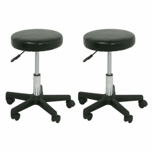 Set of 2 Hydraulic Salon Stools Adjustable Height Rolling Swivel Office Chair