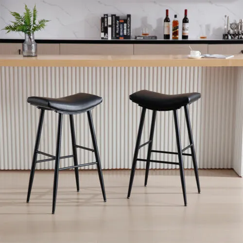 Set of 2 PU Leather Bar Stools Counter Height Barstools Kitchen Dining Chair New