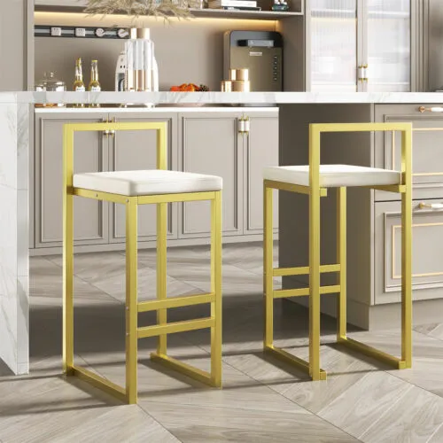 Set of 2 Velvet Bar Stools Pub Stool Modern Kitchen Counter Height Dining Chair
