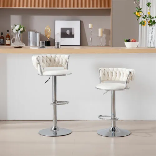 Set of 2 Swivel Bar Stools Adjustable Counter Height Kitchen Dining Chairs US