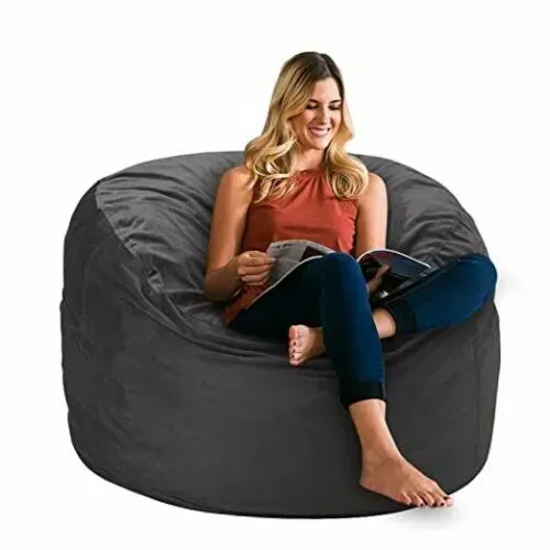 Bean Bag Chair 3Ft Luxurious Velvet Ultra Soft Fur with 3 Foot Silver Grey