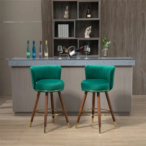 Set of 2 Swivel Bar Stools Counter Height Bar Stools Kitchen Dining Chairs Green