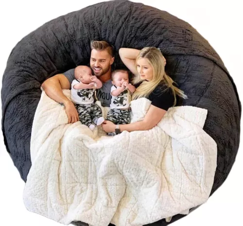 4FT Giant Fur Bean Bag Chair Cover, Ultra Soft Bean Bag Bed for Adults (No Fille