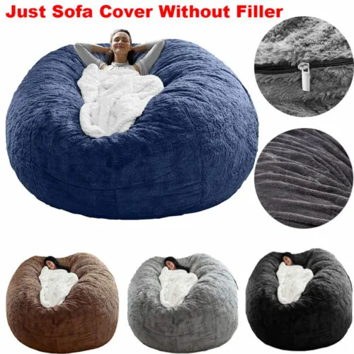 7FT Memory Foam Bean Bag Chair Cover Living Room Furniture Lazy Sofa Bed Cover