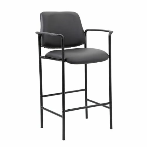 Bar Stool Counter Chair Black Contemporary Boss Caressoft Steel Base