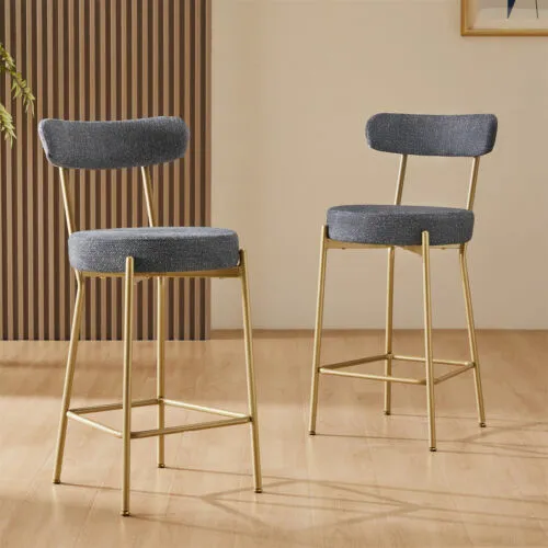 Bar Stools Set of 2  Bar Chairs Counter Height Upholstered Kitchen Dining Chairs