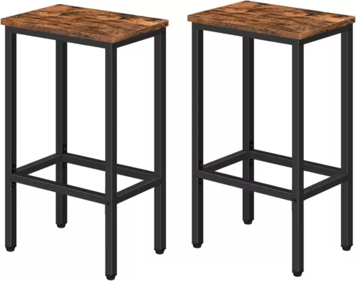Bar Stools, Set of 2 Bar Chairs, Kitchen Breakfast Bar Stools with Footrest, 25.
