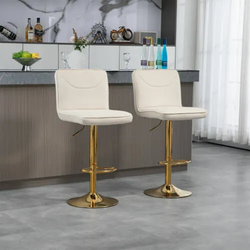 Bar Stool Set of 2 Velvet Adjustable Height Counter Swivel Dining Bar Chairs New