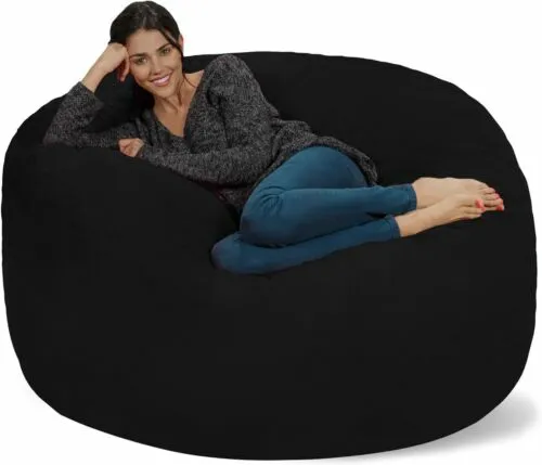 Bean Bag Chair Cover, 5-Feet, - Black