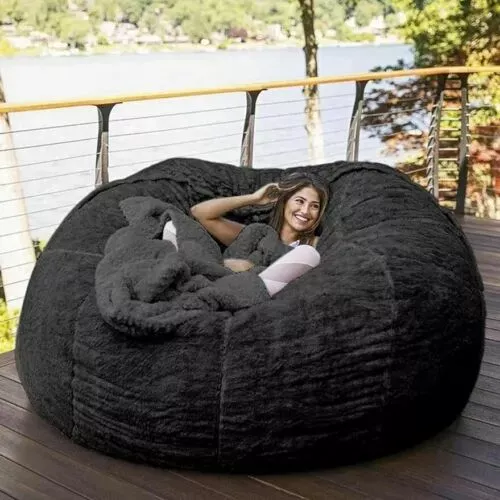 Big Huge Giant Bean Bag Chair for Adults, (No Filler)(Black,6FT)