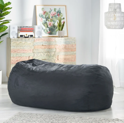 Black Bean Bag Lounger Chair Giant Extra Large Oversized Dorm Room Sleeper Sofa