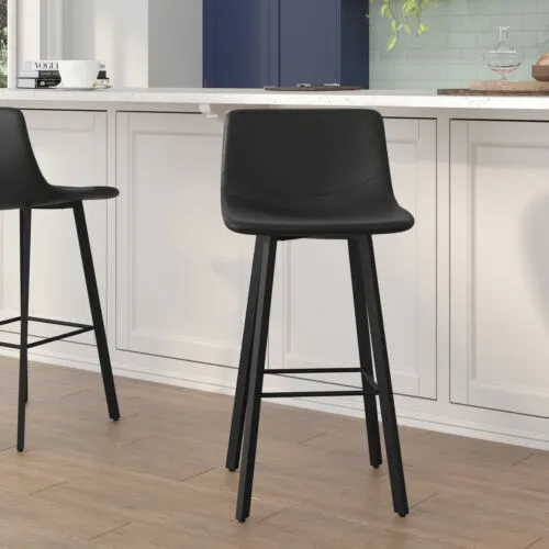 Caleb Modern Armless 30 Inch Bar Height Commercial Grade Barstools with Footr...