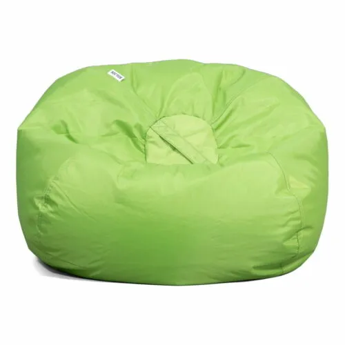 Classic Bean Bag Chair, Spicy Lime, Durable Polyester Nylon Blend, 2 feet Round