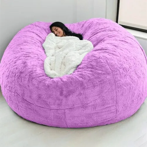 Giant Fur Bean Bag Chair Cover for Kids Adults No Filler Living Room Furnitur...