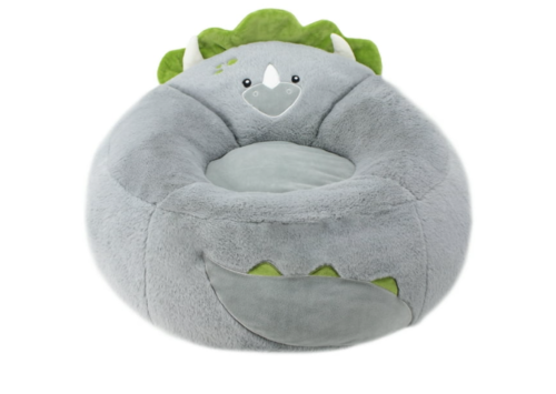 Grey , Kids Soft Plush Dinosaur Bean Bag Chair