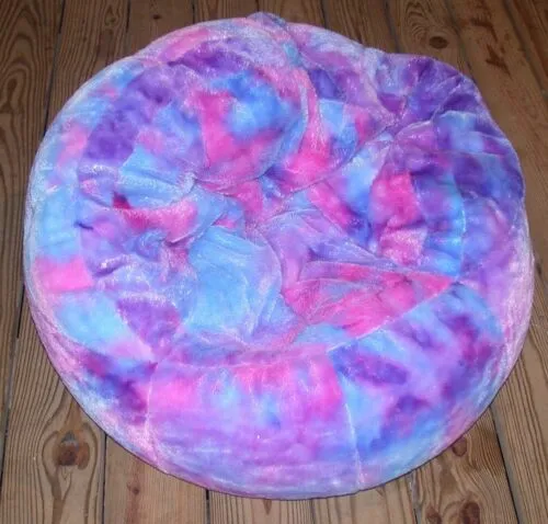 Kid's Tye-Dyed Pattern Faux Fur Complete Bean Bag Chair ~ 34 x 34