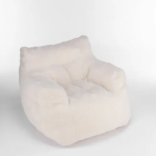 Large Soft Tufted Foam Bean Bag Chair With Teddy Fabric Ergonomic Backrest