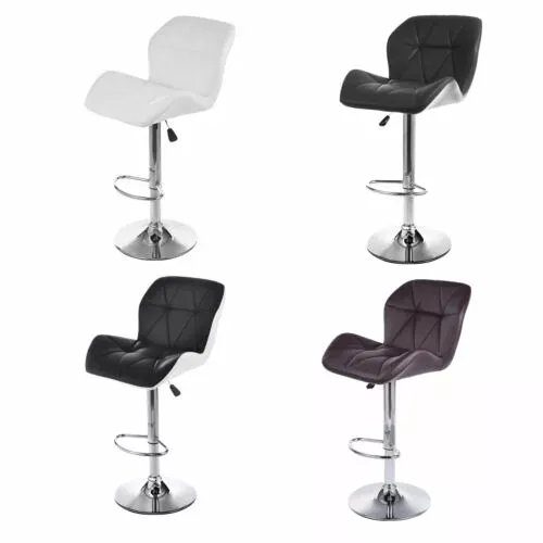 Luxury Bar Stools Set Of 2 Adjustable Height Swivel PU Leather Bar Chairs