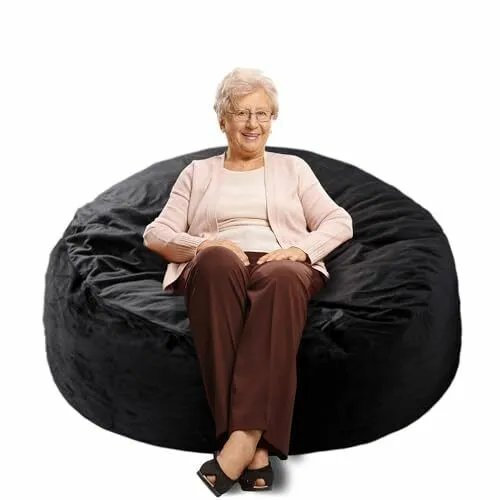 Memory Foam Filled Bean Bag Chair for Adults with Durable Medium Black