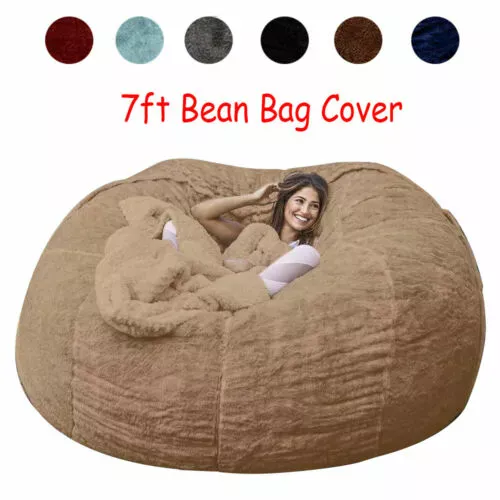 Microsuede Foam Furniture Giant 7FT Bean Bag Memory Living Room Lazy Sofa Cover