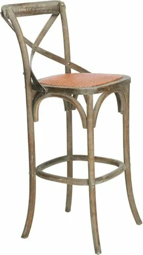 SAFAVIEH Home Collection Franklin Farmhouse Weathered Rattan 30 in Stool FLE26
