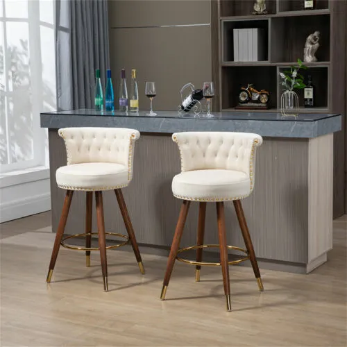 Set of 2 Bar Stools Counter Height Bar Stools Swivel Chair Kitchen Dining Chair